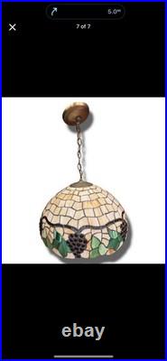24 Stained Slag Glass Lamp Grape Clusters on Vine Tiffany Style