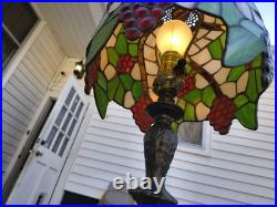 24 Stained Slag Glass Lamp Grape Clusters on Vine Tiffany Style