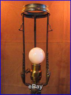 25 WILKINSON Lamp BASE # 251 w Top Ring slag leaded stained glass, Handel era