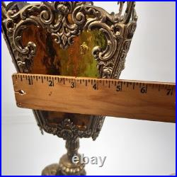 29 Vintage Cherub Putti Lamp Slag Glass Panels Pat Pend 645 Marble Base