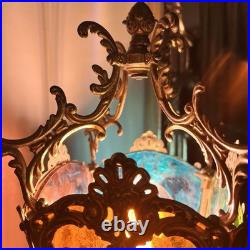 29 Vintage Cherub Putti Lamp Slag Glass Panels Pat Pend 645 Marble Base