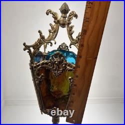 29 Vintage Cherub Putti Lamp Slag Glass Panels Pat Pend 645 Marble Base