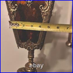 29 Vintage Cherub Putti Lamp Slag Glass Panels Pat Pend 645 Marble Base