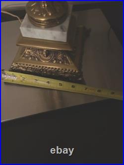 29 Vintage Cherub Putti Lamp Slag Glass Panels Pat Pend 645 Marble Base