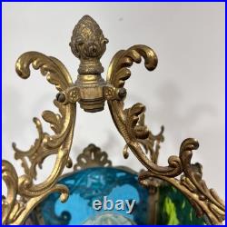 29 Vintage Cherub Putti Lamp Slag Glass Panels Pat Pend 645 Marble Base