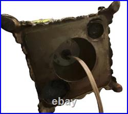 29 Vintage Cherub Putti Lamp Slag Glass Panels Pat Pend 645 Marble Base