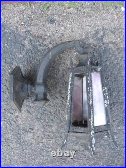 2 Antique Cast Iron & Slag Glass Gothic Architectural Wall Lamp Light Sconces