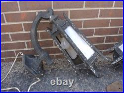 2 Antique Cast Iron & Slag Glass Gothic Architectural Wall Lamp Light Sconces