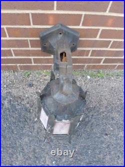 2 Antique Cast Iron & Slag Glass Gothic Architectural Wall Lamp Light Sconces