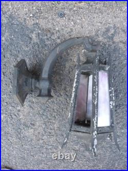 2 Antique Cast Iron & Slag Glass Gothic Architectural Wall Lamp Light Sconces