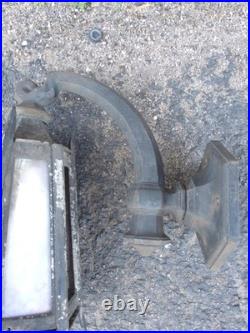 2 Antique Cast Iron & Slag Glass Gothic Architectural Wall Lamp Light Sconces