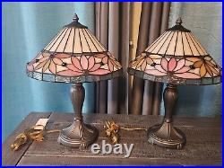 2x Set 20 Floral Tiffany Retro Style Acrylic Stained Slag Glass Lamp Metal Base