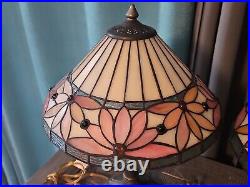 2x Set 20 Floral Tiffany Retro Style Acrylic Stained Slag Glass Lamp Metal Base