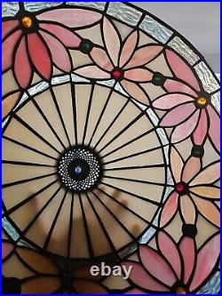 2x Set 20 Floral Tiffany Retro Style Acrylic Stained Slag Glass Lamp Metal Base