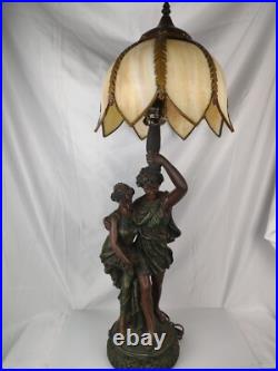 32 Resin Table Lamp Paul & Virginie with a Slag Glass Shade Lamp