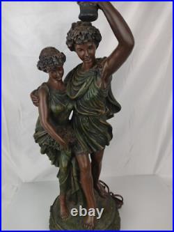 32 Resin Table Lamp Paul & Virginie with a Slag Glass Shade Lamp