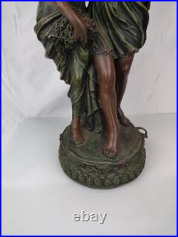 32 Resin Table Lamp Paul & Virginie with a Slag Glass Shade Lamp