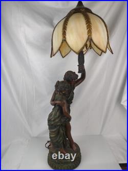 32 Resin Table Lamp Paul & Virginie with a Slag Glass Shade Lamp