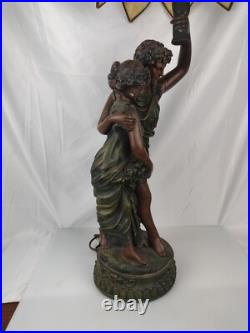 32 Resin Table Lamp Paul & Virginie with a Slag Glass Shade Lamp