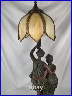 32 Resin Table Lamp Paul & Virginie with a Slag Glass Shade Lamp