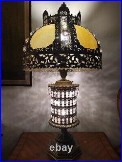 37'' Antique Slag Glass Lamp 1950s 37''X20''X20'' Extremely Rare