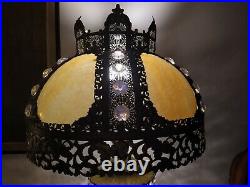 37'' Antique Slag Glass Lamp 1950s 37''X20''X20'' Extremely Rare