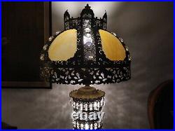 37'' Antique Slag Glass Lamp Gothic Lamp Hollywood Regency Lamp 1950s