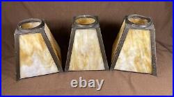 3 Matching Vintage Arts & Crafts Mission Slag Glass Lamp Light Shades