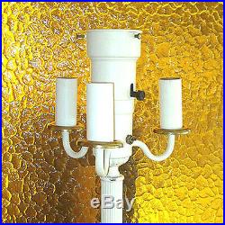 4-Light 1920s Floor Lamp White, Gold Gilt, Slag Glass