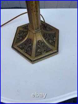 67451 Victorian Slag Glass Table Lamp with Ornate Brass Base 67451 Victorian Slag Glass Table Lamp with Ornate Brass Base