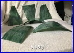 6 Antique Slag Stained Curved Bent Glass Lamp Shade Replacement Panels