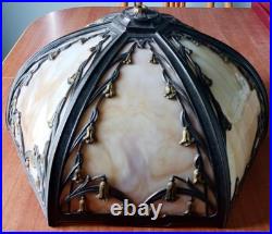 6 Panel Antique Slag Glass Table Lamp Shade Art Nouveau Period 6 Panel Antique Slag Glass Table Lamp Shade Art Nouveau Period