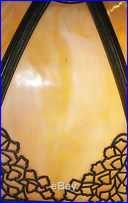ANTIQUE 1800's BRADLEY & HUBBARD SLAG GLASS LAMP GORGEOUS