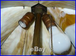 ANTIQUE 1800's BRADLEY & HUBBARD SLAG GLASS LAMP GORGEOUS