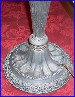 ANTIQUE 8 PANEL BENT CARAMEL SLAG GLASS LAMP WAS PERFECT ORNATE Ca. 1900's