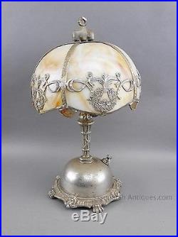 Antique Ag Kaufman New York Kerosene Lamp Slag Glass Shade