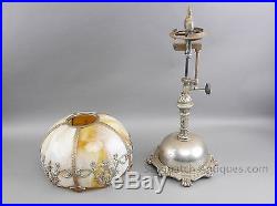 Antique Ag Kaufman New York Kerosene Lamp Slag Glass Shade