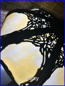 ANTIQUE ART NOUVEAU/DECO Slag Glass Lamp with Rare Lighted Base Oversized