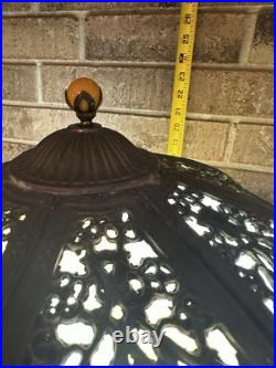 ANTIQUE ART NOUVEAU/DECO Slag Glass Lamp with Rare Lighted Base Oversized ANTIQUE ART NOUVEAU/DECO Slag Glass Lamp with Rare Lighted Base Oversized