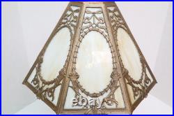 ANTIQUE ART NOUVEAU Slag Table Glass Lamp 21 Tall