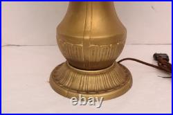ANTIQUE ART NOUVEAU Slag Table Glass Lamp 21 Tall