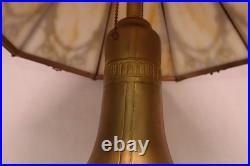 ANTIQUE ART NOUVEAU Slag Table Glass Lamp 21 Tall
