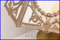 ANTIQUE ART NOUVEAU Slag Table Glass Lamp 21 Tall