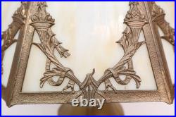 ANTIQUE ART NOUVEAU Slag Table Glass Lamp 21 Tall