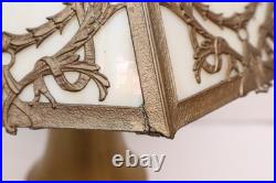 ANTIQUE ART NOUVEAU Slag Table Glass Lamp 21 Tall