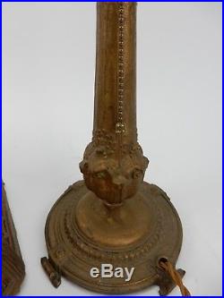 ANTIQUE Art Nouveau Slag glass lamp 21 inches