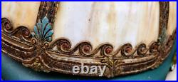 ANTIQUE BENT SLAG GLASS 8 PANELSHADE LAMP Tiffany Gorgeous 18 in Diameter