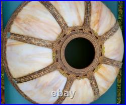 ANTIQUE BENT SLAG GLASS 8 PANELSHADE LAMP Tiffany Gorgeous 18 in Diameter