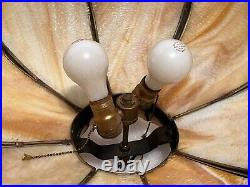 ANTIQUE BENT SLAG GLASS 8 PANEL HANGING LAMP/CHANDELIER 1900s