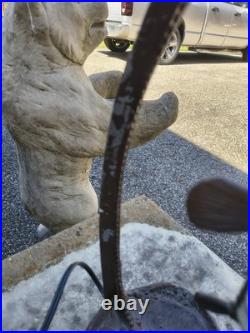 ANTIQUE BRONZE SLAG GLASS FISH & STINGRAY LAMP Needs To Be Fix Showing On Pic